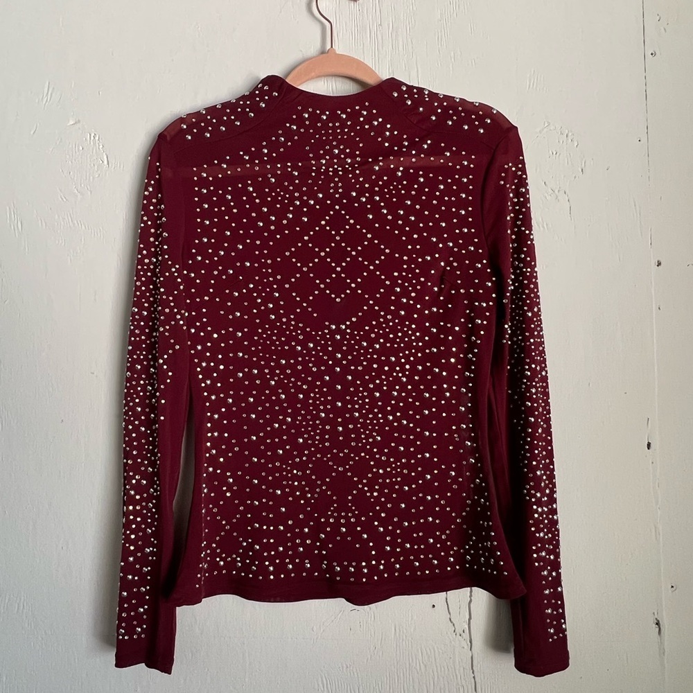 Jeweled Sheer Mock Neck Top